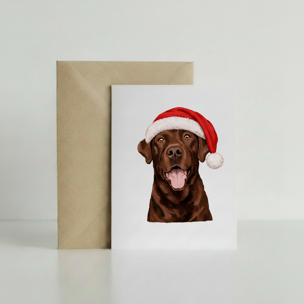 Chocolate Labrador Christmas Card Mockup