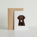 Chocolate Labrador Greeting Card with kraft envelope mockup