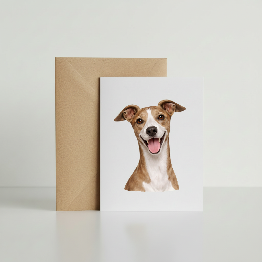 Greyhound Greeting Card with kraft envelope mockup