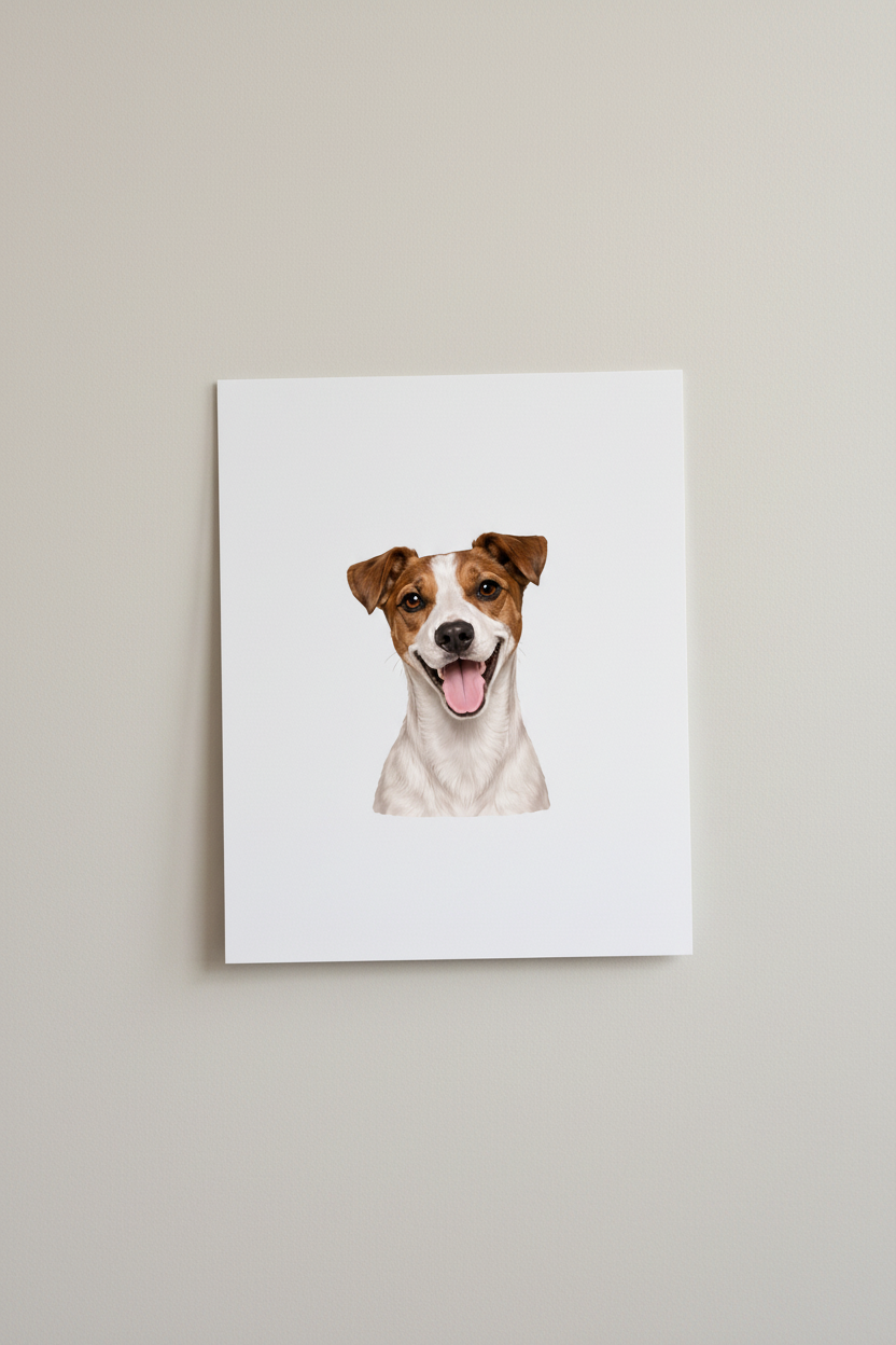 Jack Russell Terrier A4 Print leaning against wall