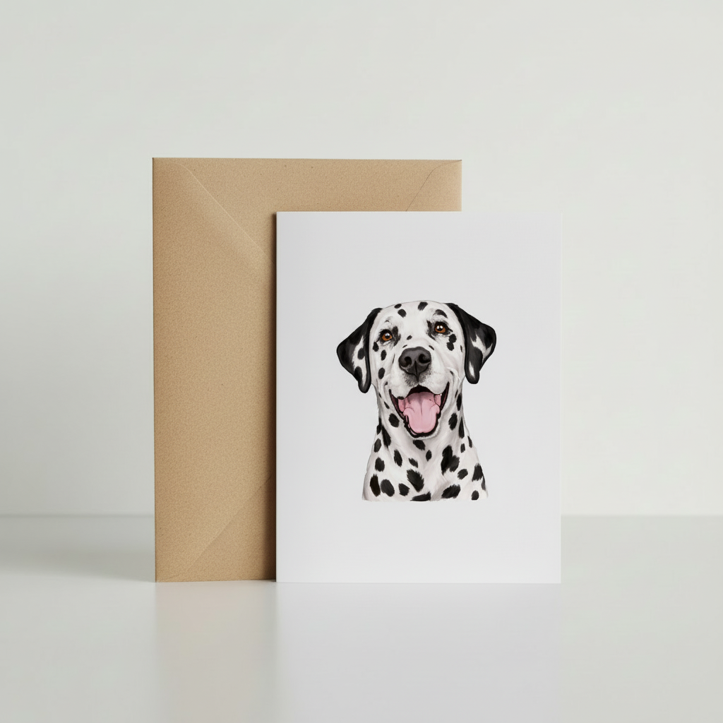 Dalmatian Greeting Card with kraft envelope mockup