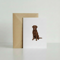 Sitting Chocolate Labrador Greeting Card with kraft envelope mockup