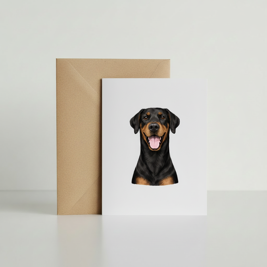Doberman Greeting Card with kraft envelope mockup