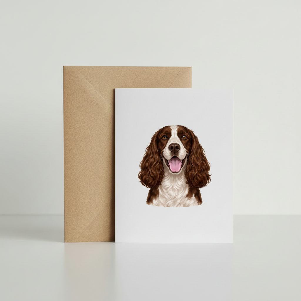 Springer Spaniel Greeting Card with kraft envelope mockup