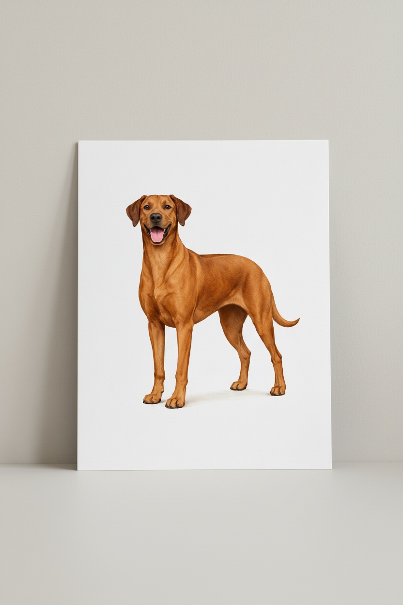 Rhodesian Ridgeback Standing A4 Print leaning against wall