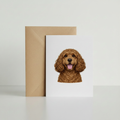 Brown Cockapoo Greeting Card with kraft envelope mockup