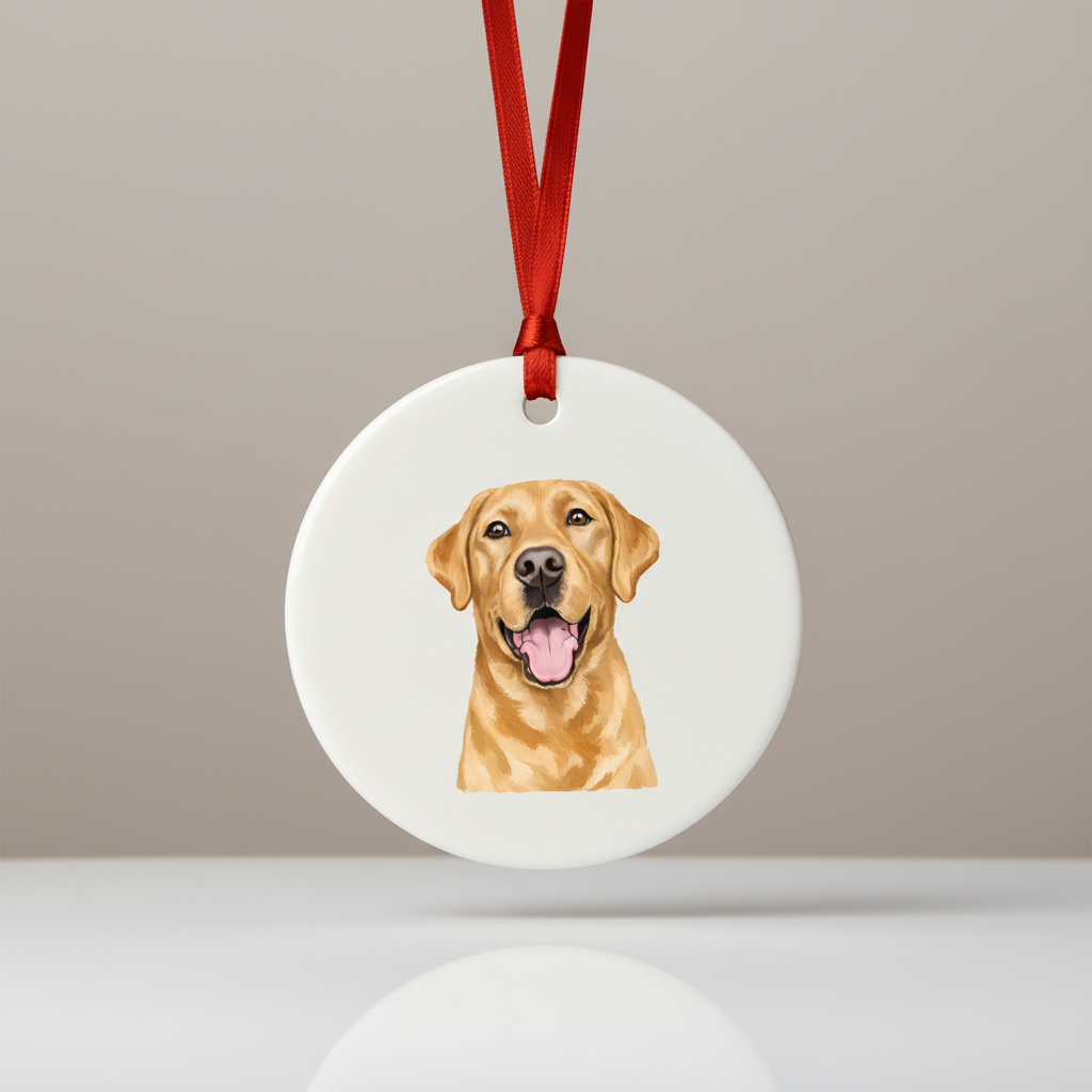 Yellow Labrador Ceramic Hanging Decoration mockup