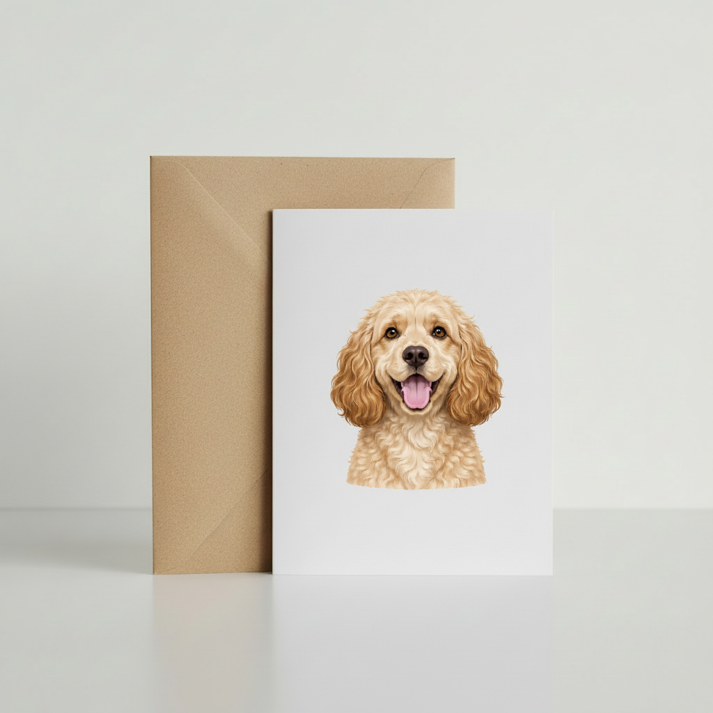 Cockapoo Greeting Card with kraft envelope mockup