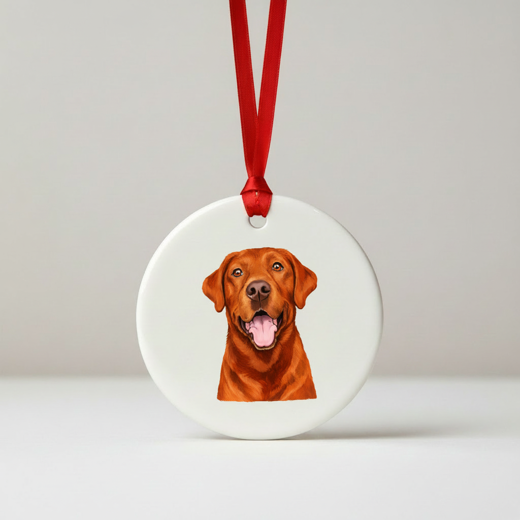 Red Fox Labrador Ceramic Hanging Decoration mockup