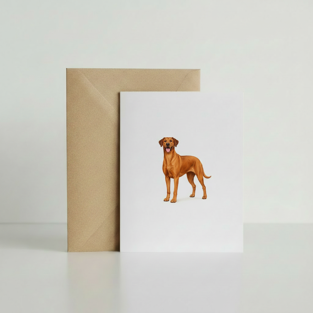 Standing Rhodesian Ridgeback Greeting Card with kraft envelope mockup