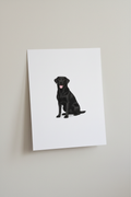 Black Labrador Sitting A4 Print leaning against wall
