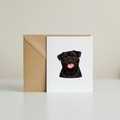 Black Pug Greeting Card with kraft envelope mockup