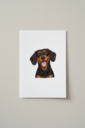 Dachshund A4 Print leaning against wall