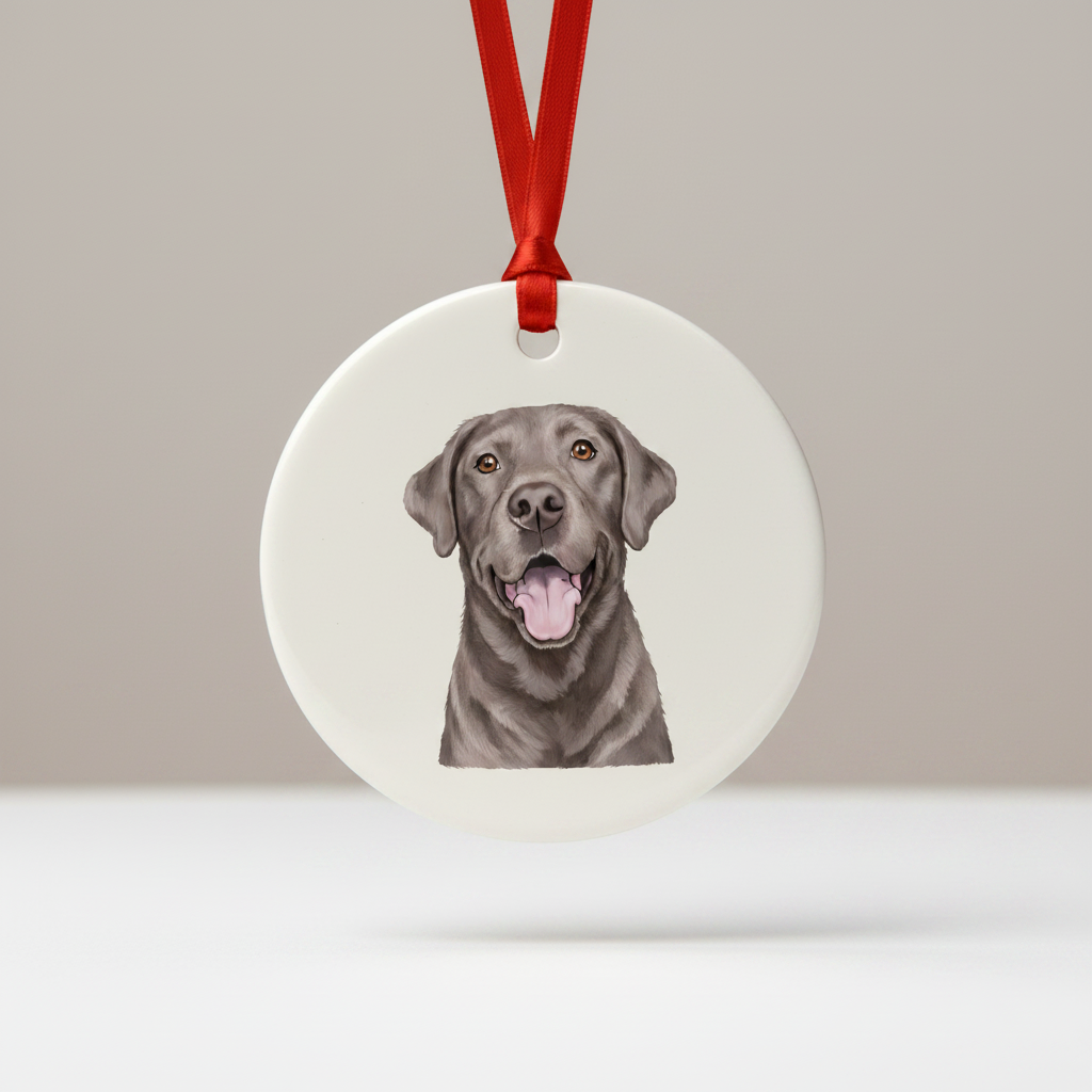 Silver Labrador Ceramic Hanging Decoration mockup