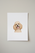 Cream Poodle A4 Print leaning against wall