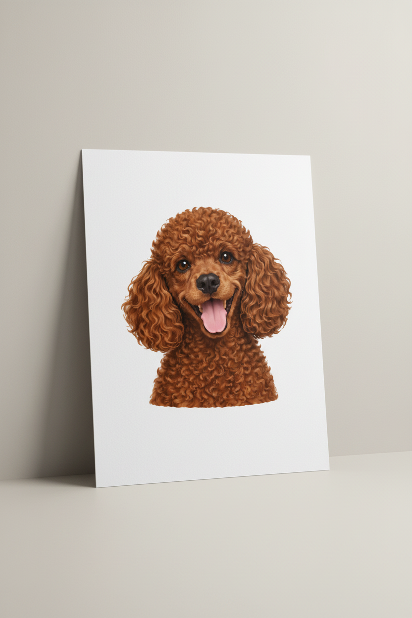 Poodle A4 Print leaning against wall